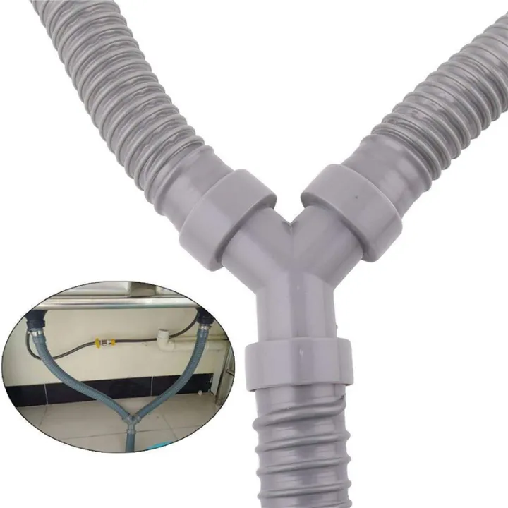 TWEXQNY%203pcs%203.5Ft%20Washing%20Machine%20Pvc%20Y%20Shaped%20Drain%20Discharge%20Hose%20Washer%20Pipe%20Connector%20,%20with%202%20Waterproof%20Rings%20-%20Image%205