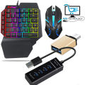 Colorful One-handed Gaming Keyboard 35 Keys LED Left Hand Mini Keypad USB Port For PUBG, Free-fire. 