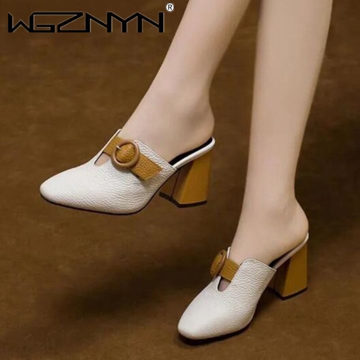 Women%20High%20Heeled%20Platform%20Half%20Slippers%20Leather%20Mules%20Femme%20Pointed%20Toe%20Feminino%20Office%20Ladies%20Chaussure%20Elegant%20Backless%20Shoes%20-%20Image%202
