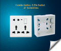 Heavy Duty Universal 8 pin Multi Socket (220V/240V 16A ) With Free MK Gang Back Cover. 