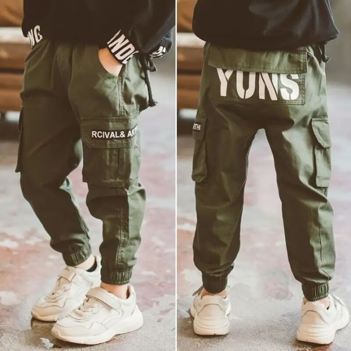 Kid Pants For Boys cargo Pant Letters Autumn Kids Pants Casual Kids Clothes Winter Teenage Boys Clothing For 4 6 8 12 14 Years