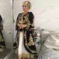 Karakou Algerian Evening Dress With Long Sleeve Outfit jacket gold Applique Lace Chalka Prom Gowns Muslim Formal Party. 