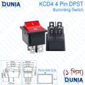 KCD4 DPST 16A 220v AC Illuminated Pure Cupper Rocker Switch ON-OFF 2 Position 4 Pins.