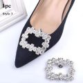 Women Shiny Crystal Shoes Accessories Rhinestone Metal Decoration Shoe Clips Detachable Square Shoe Clips Bowknot Shoe Clip. 