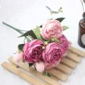 1 Bouquet 9 heads Artificial Peony Tea Rose Flowers Camellia Silk Flower flores for DIY Home Garden Wedding Decoration. 