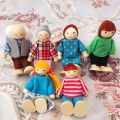 7Pcs/Set Cartoon Family Wooden Movable Jointed Doll Parent-child Toys Kids Gift. 