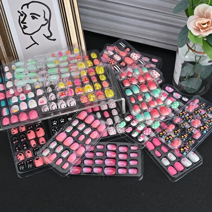 24pcs/box%20Candy%20Kids%20False%20Nail%20Cartoon%20Full%20Cover%20Press%20On%20Nails%20Tips%20Kawaii%20Acrylic%20Artificial%20Fingernails%20for%20Girls%20-%20Image%203