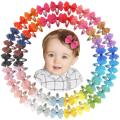 【Universal Car Parts Store】50 Pieces 2.75" Hair Bows Snap on Metal Hair Clips No Slip Fully Wrapped Hair Barrettes for Toddlers Kids Hair Acces.