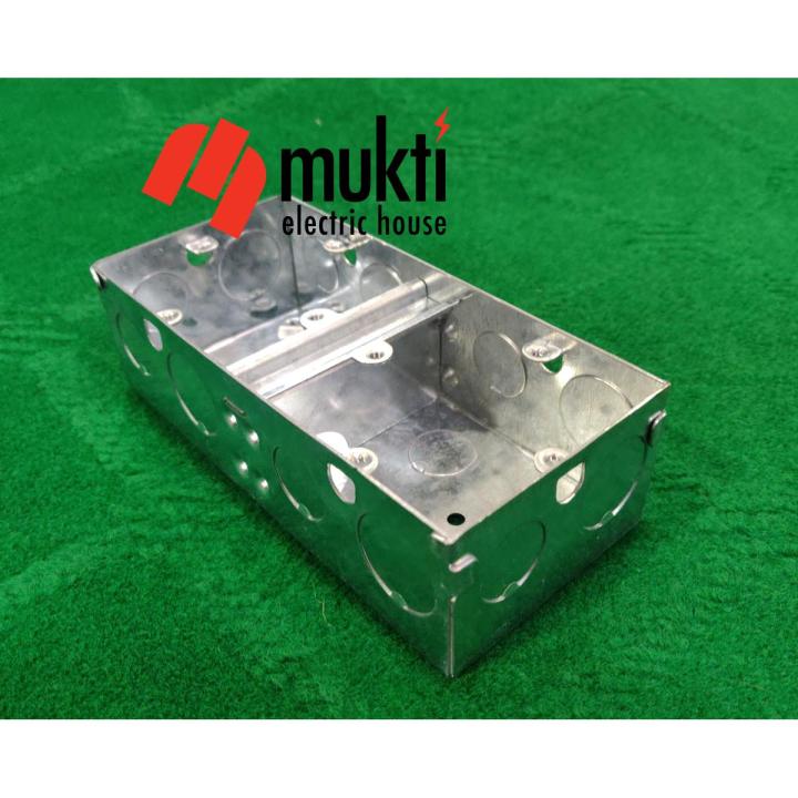 Imported China Set Two Gang Premium Quality Steel Junction Box for Electrical Wiring Round Edge Metal Conceal Wall Switch Back Cover Back Part 2