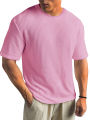 Plus Size 5XL Men Fashion Basic Tops Round Neck Knitted T-shirt 2024 New Summer Casual Pullovers Mens Simple Ruched Tees Shirt.