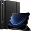 Case for Samsung Galaxy Tab S10 FE / S9 FE 10.9-Inch with S Pen Holder, Soft TPU Tri-Fold Stand Protective Tablet Cover, Support S Pen Charging, Auto Wake/Sleep (BLack-Blue).