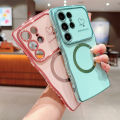 HOCE Luxury Wavy Pattern Cute Love Heart Magsafe Case For Samsung S24 S23 S22 Ultra Plus S23 FE Cases Plating Magnetic Shockproof Soft Phone Cover. 