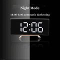 Digital Alarm Clock LED Curved Surface Mirror Electronic Clock Night Mode Snooze Desktop Table Clock for Home Decoration. 