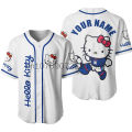 New Hello Kitty Baseball Lovely Personalized Cartoon Print Baseball Jersey Shirts Outdoor Sports Casual Men Women Kids Tops. 