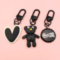 6.3cm/2.48in Cool Black Bear Key Chain Coffee Cup Bottle Cap Rabbit Pendant Car Key Ring Backpack Charms Bag Decor Accessories. 