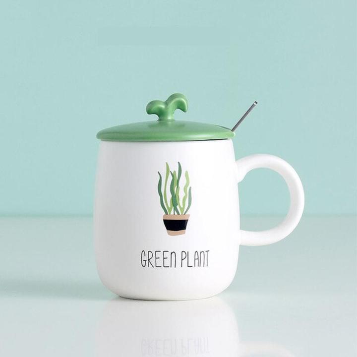 Mugs with Avocado Funny Coffee Cup Ceramic Creative Color Heat-resistant Mug with Lid 450ml Kids Office Home Drinkware Gift