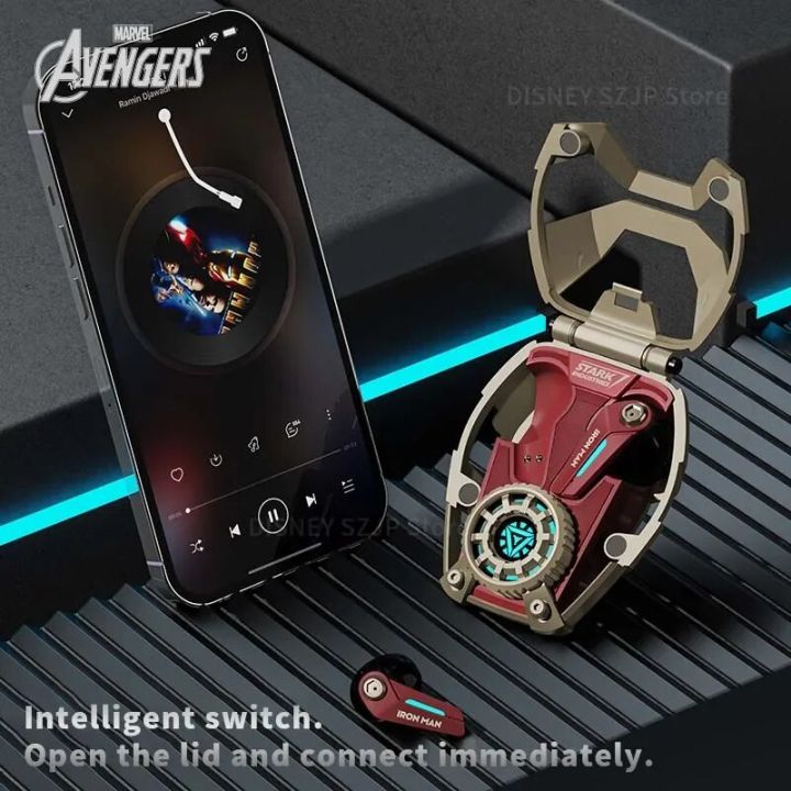 Marvel%20Genuine%20Wireless%20Bluetooth%20Earbuds%20Cool%20Iron%20Man%20RGB%20Ambience%20Light%20Mecha-shaped%20Headset%20High%20Quality%20Zinc%20Alloy%20MR28%20-%20Image%203