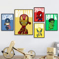 Marvel Wall Art Poster SpiderMan Iron Man Avengers Superhero Kid Room Decor Cartoon Canvas Painting Picture Print Artwork Disney.
