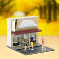 1/64 Shop Model Diorama Kits, Diy Buildings Kits, Simulation, with Lights S Scale Scenery for Dollhouse Decor Architectural Building Scene Props. 