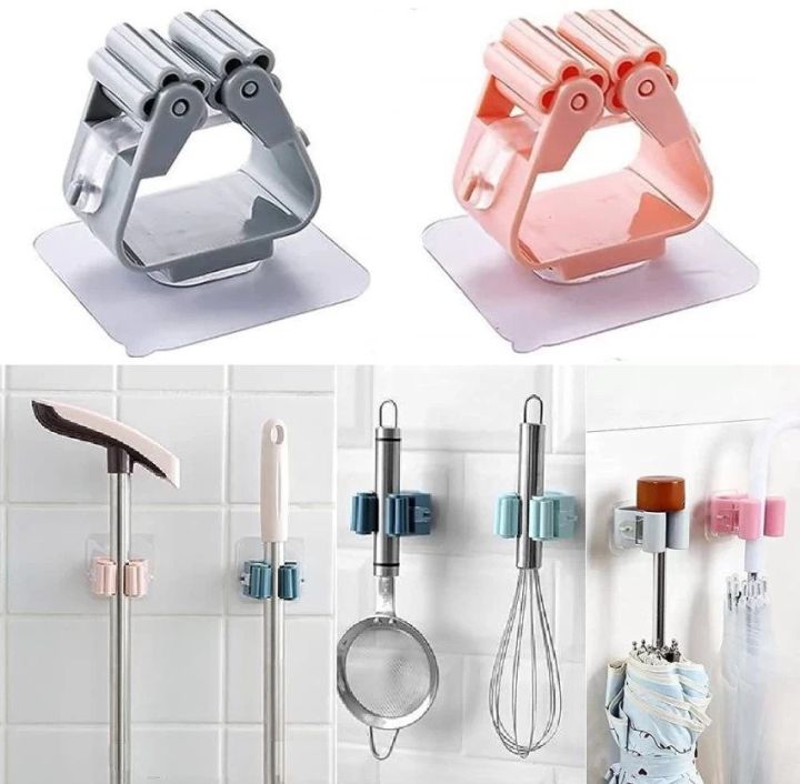 Self Adhesive Holder Wall Mounted Seamless Broom Hanger Clip Storage Racks