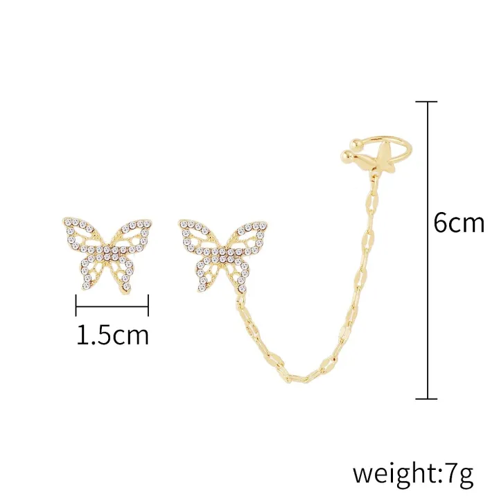 Trendy%20Butterfly%20Ear%20Cuff%20Stud%20Earrings%20for%20Girls%20Simple%20Stylish%20-%20Earrings%20for%20Women%20New%20Collection/%20Fashionable%20Clip%20Earrings%20for%20Girls%20-%20Ear%20Hook%20Rhinestone%20Chain%20Ear%20Clips%20Pierced%20Earring%20for%20Women%20-%20Image%207