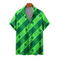 Hawaii Men's Beach Shirts Men Women Couple's Shirt Four-leaf Clover 3d Printed Lapel Short Sleeve Shirt Floral Shirts Tops.