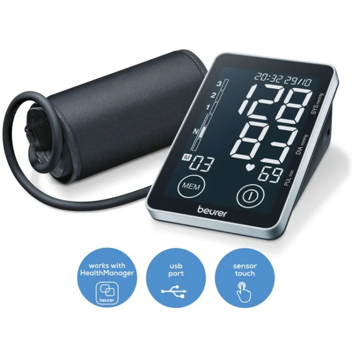 Beurer BM 58 Upper Arm Smart Blood Pressure Monitor (Touch Panel Display) Health Manager Software | 3 Years Official Warranty by TRONZZ