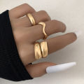 Enacolor Elegant Gold Metal Rings Exaggerated Geometric Arcs Open Ring Set for Women Accessories. 