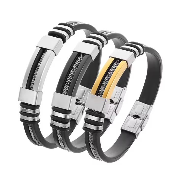 Stainless Steel Bracelet Men'S Wrist Band Black Link Punk Wrist Stylish Gifts - Elevate Style Stainless Steel Bracelet Designed For Men