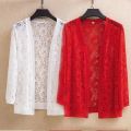 Summer New Lace Cardigan Short One-Suit Skirt Small Shawl Sun Protection Clothing Women's Air Conditioning Shirt Mom Wear Spring Thin Coat.