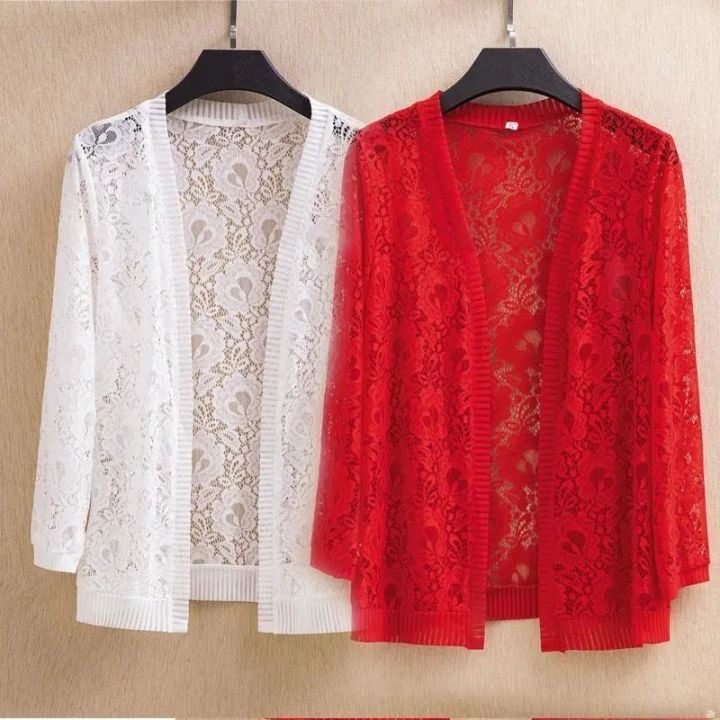 Summer%20New%20Lace%20Cardigan%20Short%20One-Suit%20Skirt%20Small%20Shawl%20Sun%20Protection%20Clothing%20Women's%20Air%20Conditioning%20Shirt%20Mom%20Wear%20Spring%20Thin%20Coat%20-%20Image%206