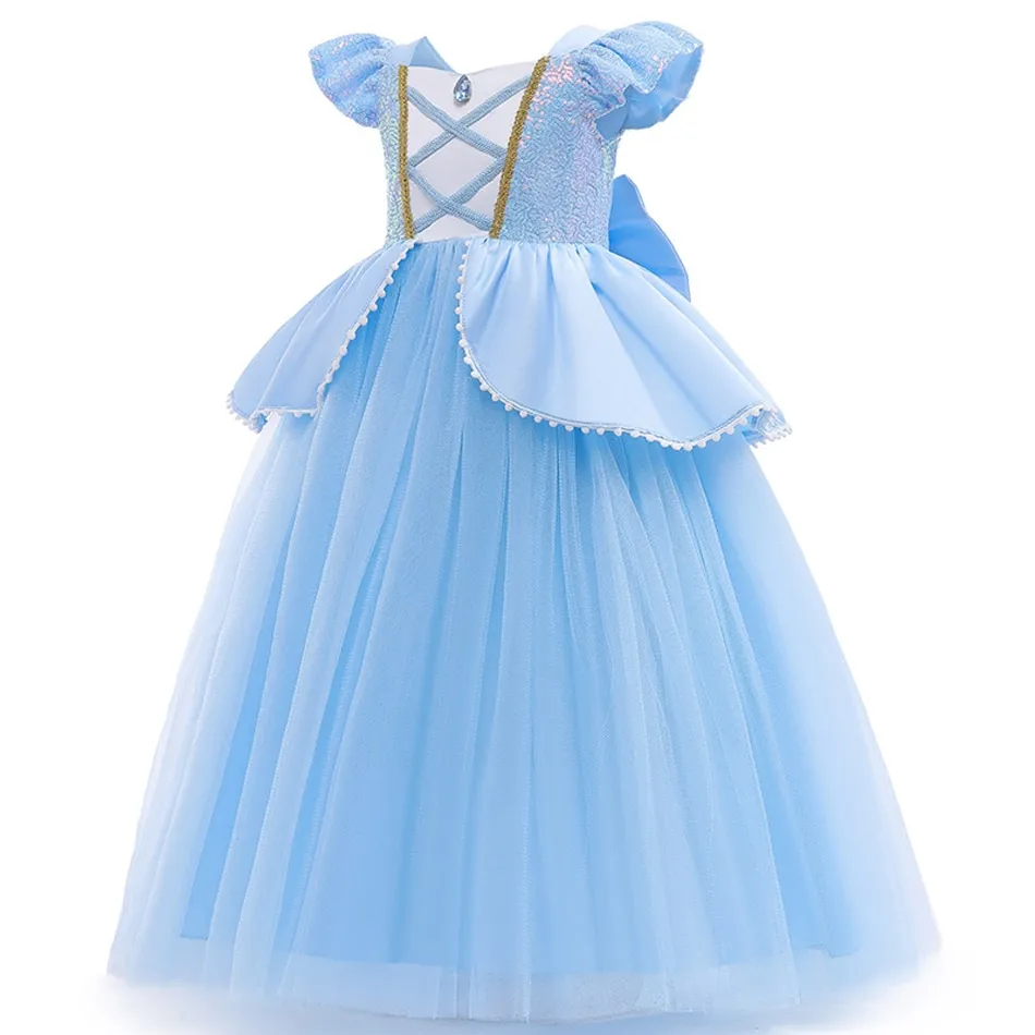 Disney Girl Cinderella Dress Halloween Christmas Ball Gown Girls