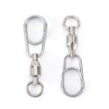 Stainless Steel 10pcs Jig Rolling Swivel Fishing Tools Connecting Ring Fishhook Swivel Oval Split Rings Hooked Snap Lure Connector.