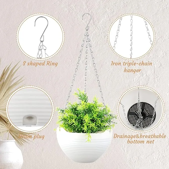 4%20Pcs%208%20inch%20Hanging%20Planter%20Pots,Self-Watering%20Round%20Hanging%20Basket%20with%20Water%20Tray%20and%20Metal%20Chain,Succulent%20Flower%20Plant%20Pot%20Container%20for%20Indoor%20Outdoor%20Garden%20Balcony%20Wall%20Decor,White%20-%20Image%203