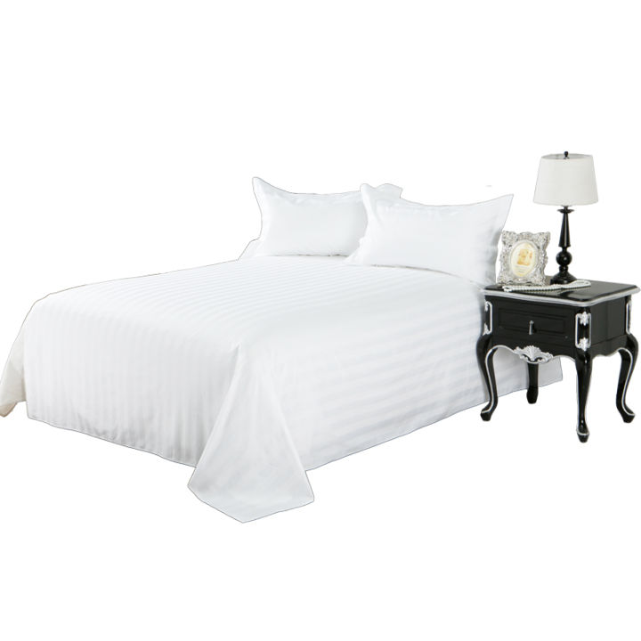 71TX%20Wholesale%20Hotel%20Supplies%20Bed%20Sheets%20Made%20To%20Order%20White%20Cotton%20Satin%20Strip%20Single%20Double%20Bed%20Sheets%20-%20Image%205