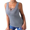 Summer Solid Color Women Clothing Cross Strap Round Neck Selveless Casual Loose Tank Top Vest Tops. 