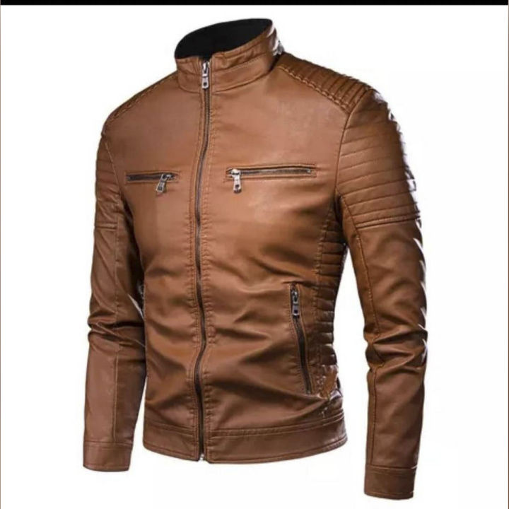 Red PU Leather Jacket For Men