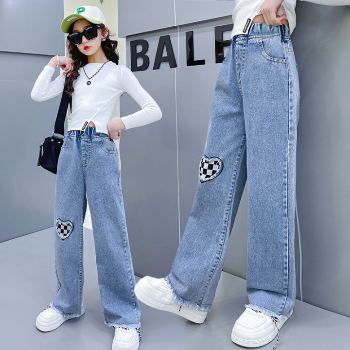 Girls%20denim%20wide-leg%20pants%202023%20Internet%20celebrity%20loose%20foreign%20style%20straight%20pants%20torn%20trousers%20wear%20medium%20and%20big%20children's%20pants%20trend%20-%20Image%203