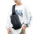 Multipurpose Patent Leather Chest Bag Biker Bag - Waterproof Men's Travel Bags to Keep Your Belongings Safe - Chest Bags with Charging.