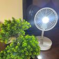 JOYKALY YG-733 AC/DC Rechargeable 2400mAh Lithium Battery Strong Wind Foldable Desk Fan With Lamp. 