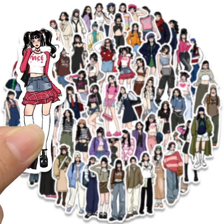 10/30/65pcs%20New%20Fashion%20Hand-painted%20Girl%20Sticker%20DIY%20Scrapbooking%20Journal%20Collage%20Album%20Characters%20Clothing%20Decoration%20Stickers%20-%20Image%203