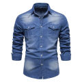 AIOPESON Brand Elastic Cotton Denim Shirt Men Long Sleeve Quality Cowboy Shirts for Men Casual Slim Fit Mens Designer Clothing Dislikelike. 