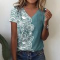 2023 New Summer New Women T Shirt 3d Flower Print V-neck Short Sleeve Blouse Fashion Plus Size T-shirts For Women Clothing Y2k.