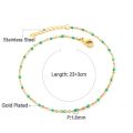 LUXUSTEEL Bohemian Green Blue Yellow Beads Chain Anklets Stainless Steel Summer Ankle Bracelet Body Jewelry Gifts For Women Girl. 