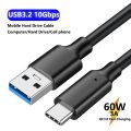 USB3.2 10Gbps Cable USB Type A to USB C 3.2 Gen2 Cable Data Transfer USB C SSD Hard Disk Cable 3A 60W QC 3.0 Fast Charging.