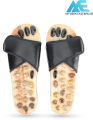 Foot Massage Slippers, Pebble Stone Sandal, Acupuncture Relaxer Reflexology, for Parents Women Men,Black,39~40. 