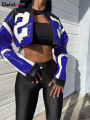 Weird Puss Faux Leather Women Jacket Hipster Letter Print Autumn Trend Casual Sporty Wild Streetwear Uniform Varsity Crop Coat.