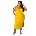 Lavish indulgent - ladies Plus Size Women's Clothing Summer Dress Fashion Casual Solid color Dresses - Easy To maintain - Durablity Assurance. 