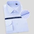 High Quality Non-ironing Men Dress Long Sleeve Shirt 2022 New Solid Male Plus Size Regular Fit Stripe Business Shirt White Blue. 
