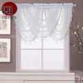 Solid White Valance Curtains Tulle For Living Room Sheer Curtain For Kitchen Bedroom Voile With Beads Home Decor Finished Panel.